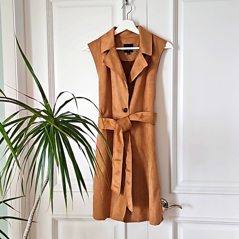 Faux Suede Vest Duster
